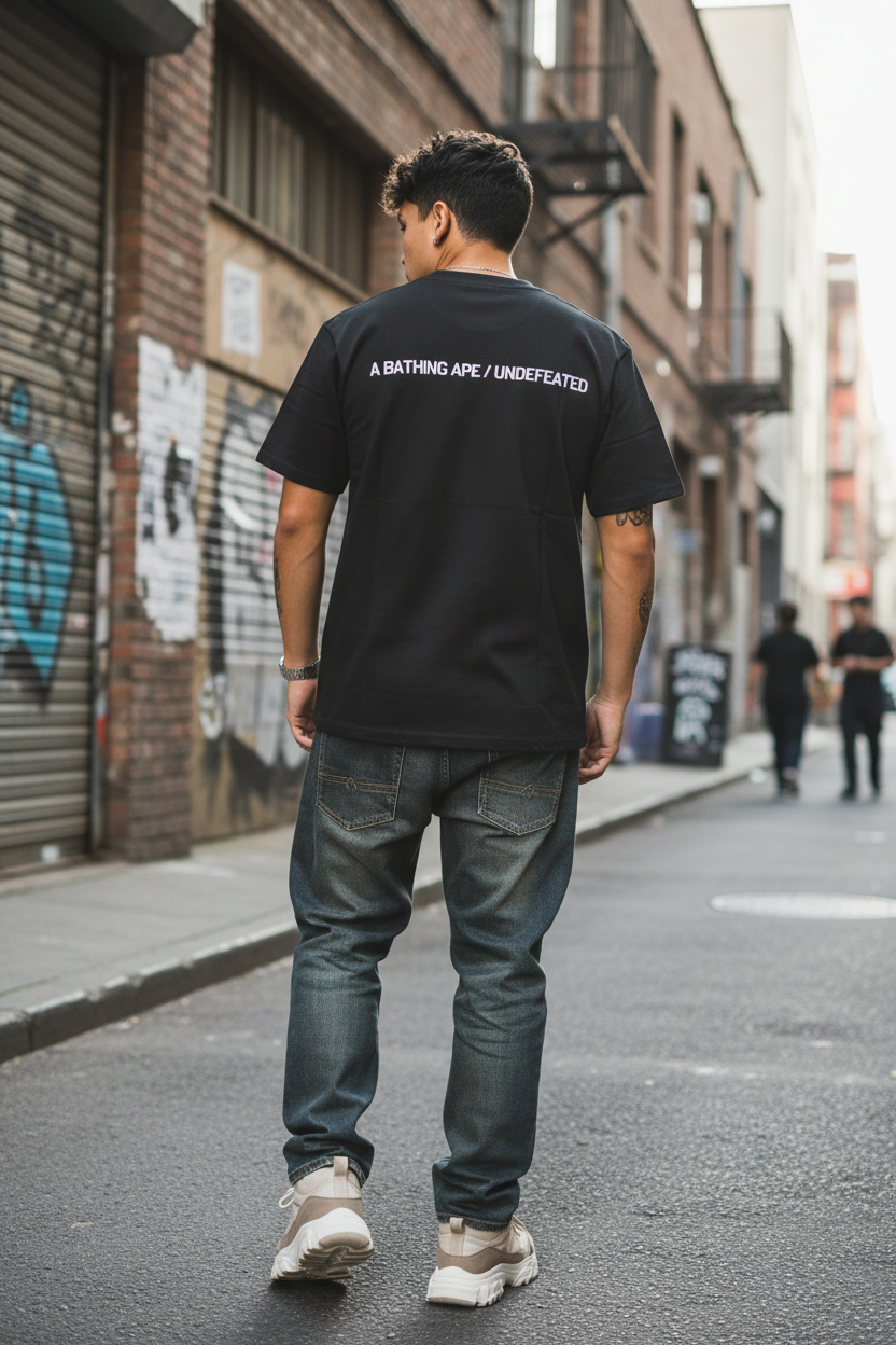 Bape x Undefeated Camo Ape Head Short Sleeve Tee Shirt Black